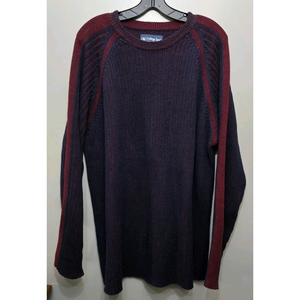 Old College Inn Clothing Co Sweater Ribbed Mens XL Red Navy Cotton Blend